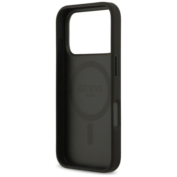 Guess Grained Flowers Classic Logo MagSafe case for iPhone 17 Pro - black
