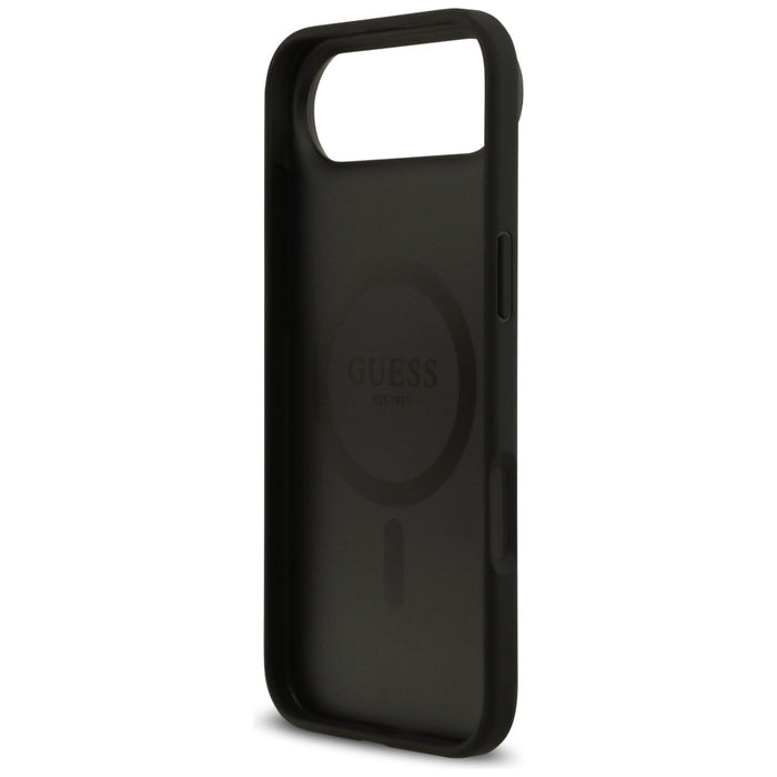 Guess Grained Flowers Classic Logo MagSafe case for iPhone Air - black