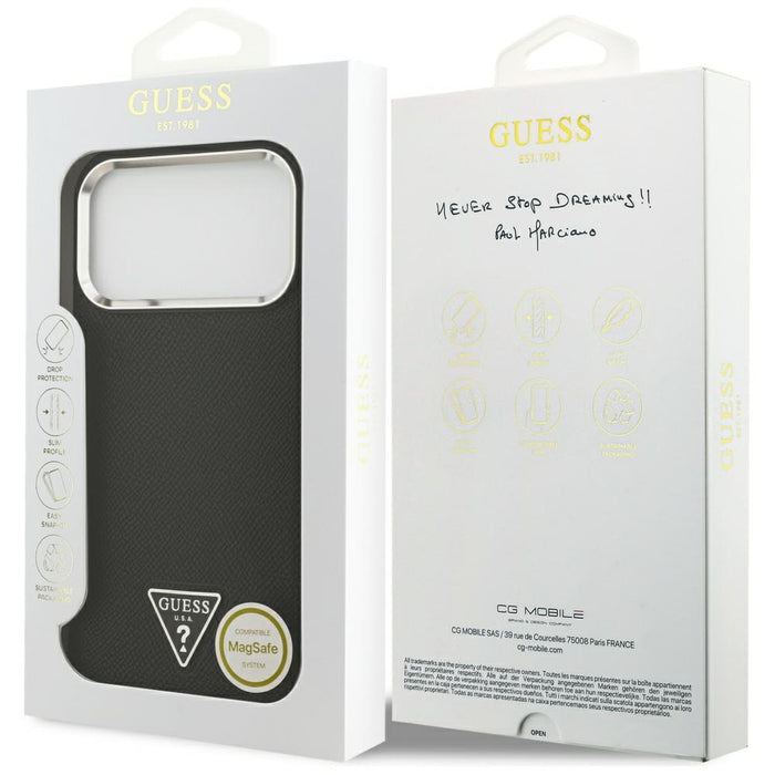 Guess Grained Triangle Logo MagSafe case for iPhone 17 Pro - black