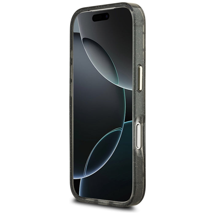 Guess IML Glitter Flowers Triangle MagSafe case for iPhone 17 Pro - black