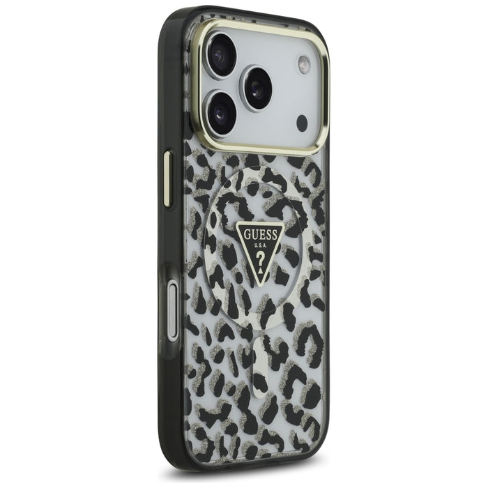 Guess Leopard Glitter MagSafe Case for iPhone 17 Pro - Black