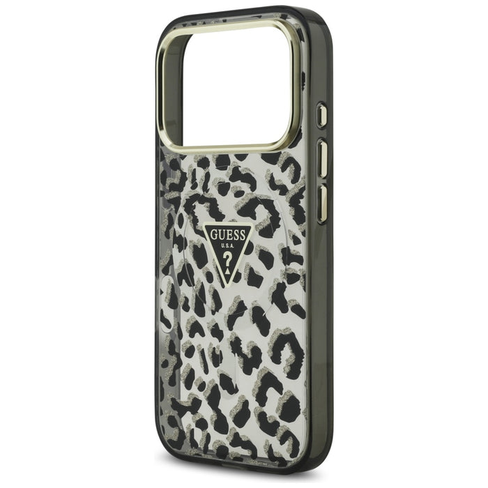 Guess Leopard Glitter MagSafe Case for iPhone 17 Pro Max - Black