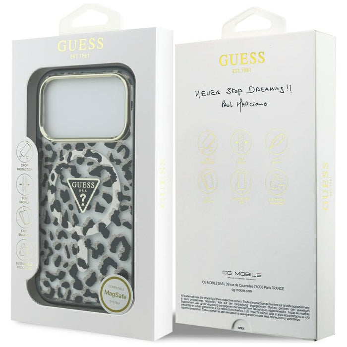 Guess Leopard Glitter MagSafe Case for iPhone 17 Pro Max - Black