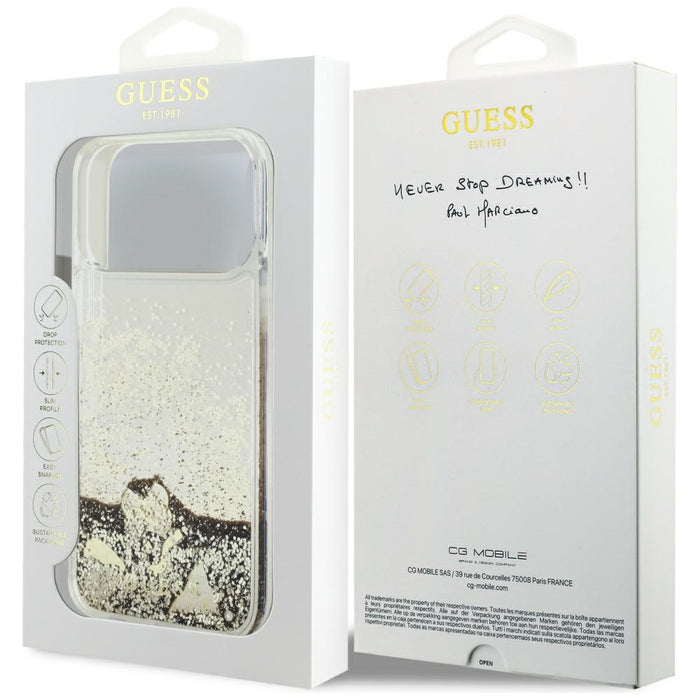 Guess Liq. Glitter 4 Charms Case for iPhone 17 Pro Max - Gold