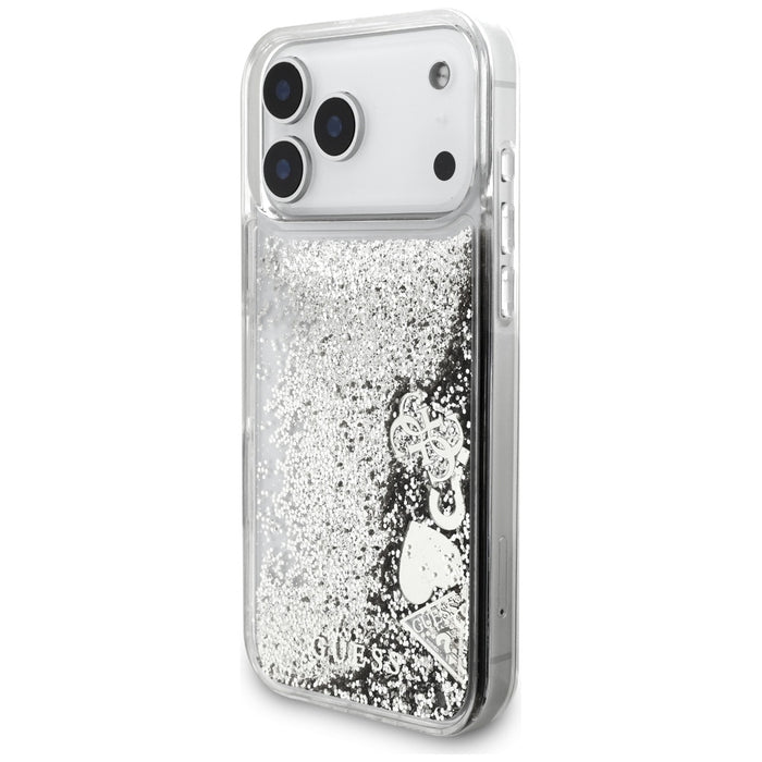 Guess Liq case. Glitter Charms for iPhone 17 Pro - silver