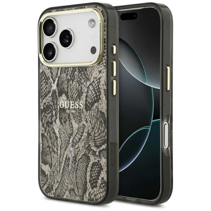 Guess Python Pattern MagSafe Case for iPhone 17 Pro - Brown