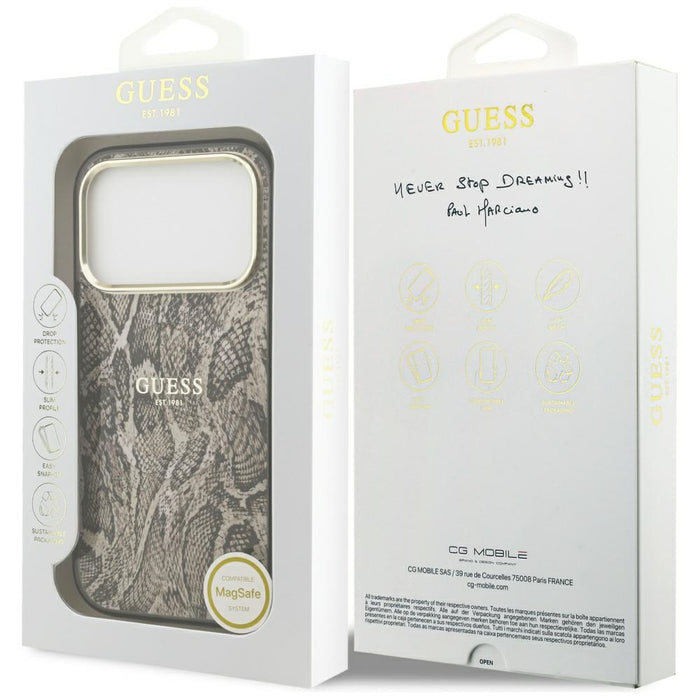 Guess Python Pattern MagSafe Case for iPhone 17 Pro Max - Brown