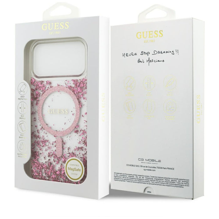 Guess Resin Bottom Glitter MagSafe Case for iPhone 17 Pro Max - Pink