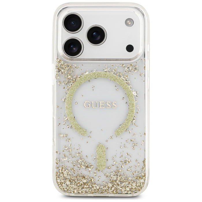 Guess Resin Bottom Glitter MagSafe Case for iPhone 17 Pro - Gold