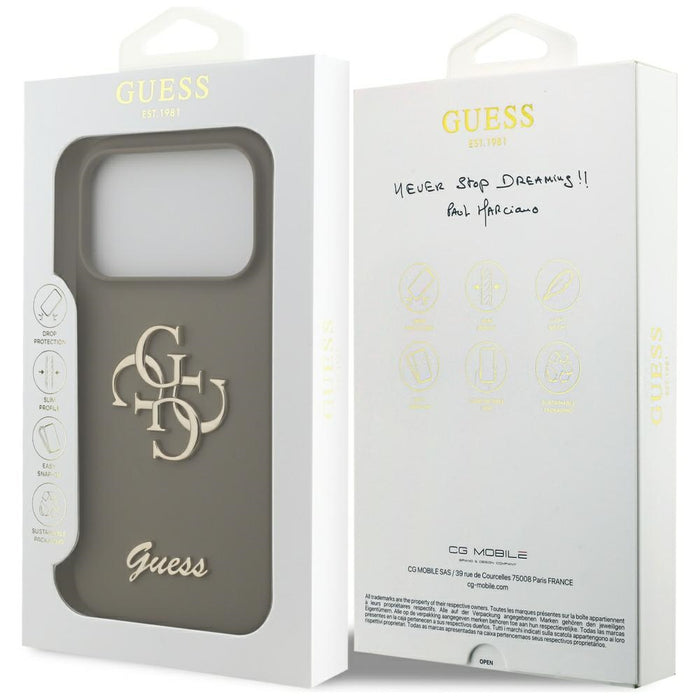 Guess Silicone Big 4G Script Case for iPhone 17 Pro - Brown