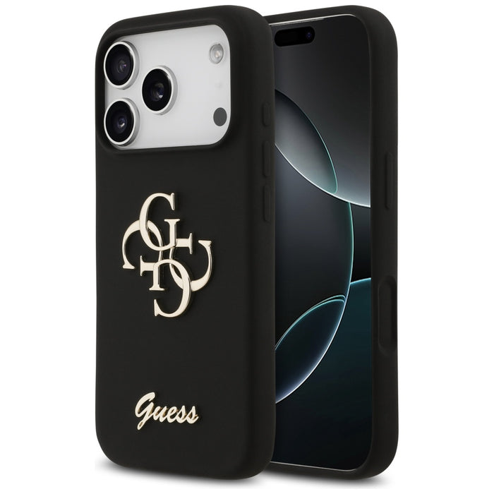 Guess Silicone Big 4G Script Case for iPhone 17 Pro - Black