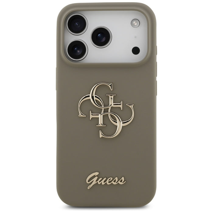 Guess Silicone Big 4G Script Case for iPhone 17 Pro Max - Brown