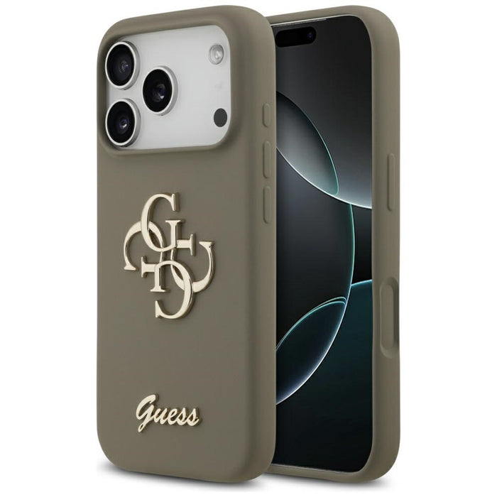 Guess Silicone Big 4G Script Case for iPhone 17 Pro Max - Brown