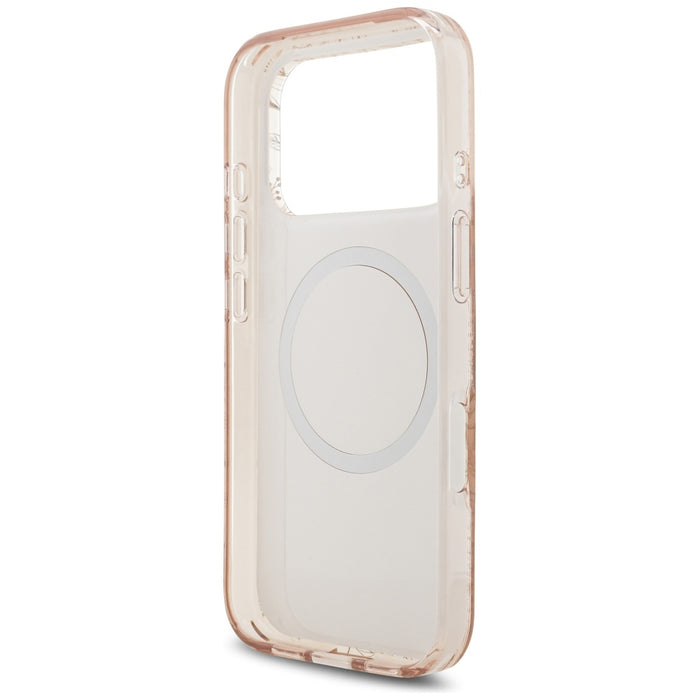 Guess IML Flowers Electro Pearl Strap MagSafe Case for iPhone 17 Pro - Pink
