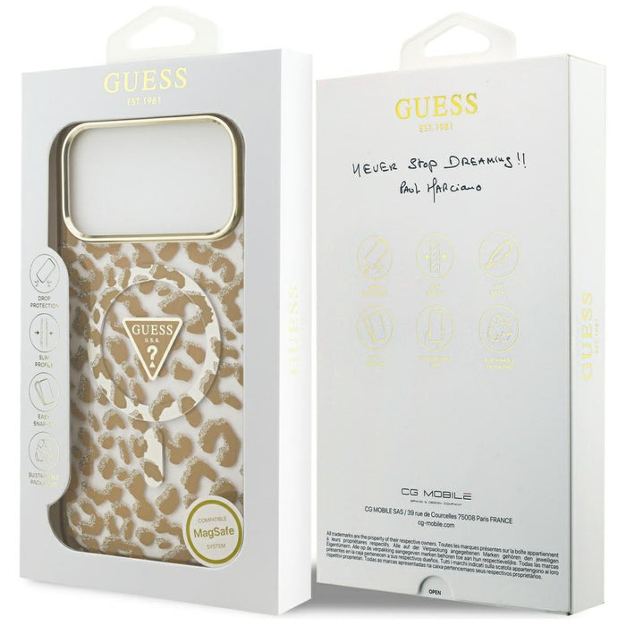 Guess Leopard Glitter MagSafe Case for iPhone 17 Pro Max - Brown