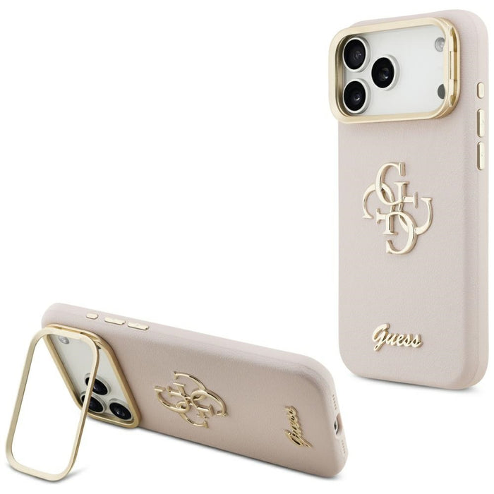 Guess Grained Big 4G &amp; Stand Camera Case for iPhone 17 Pro Max - Pink