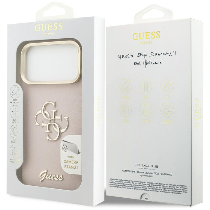 Guess Grained Big 4G &amp; Stand Camera Case for iPhone 17 Pro Max - Pink