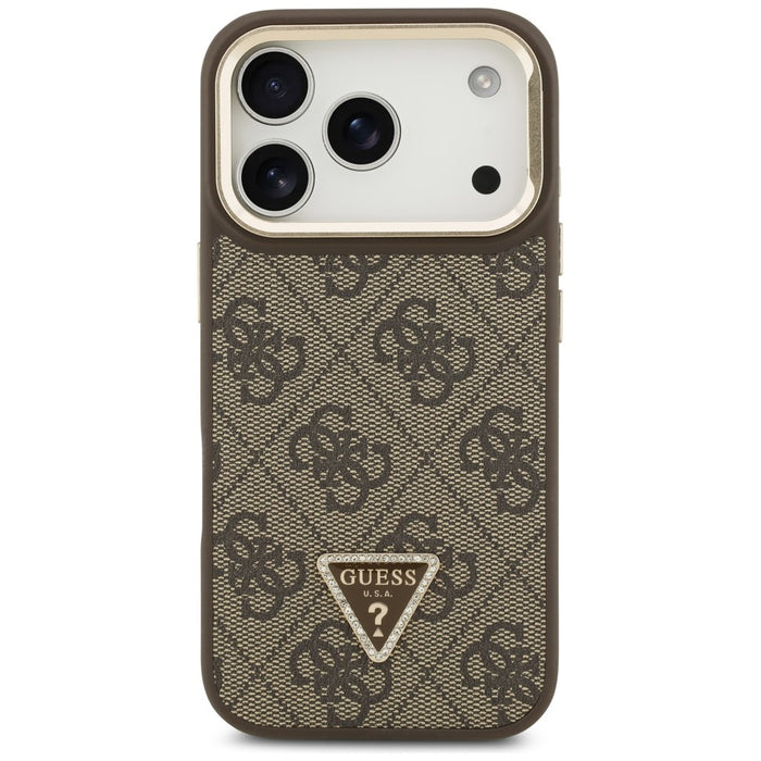 Guess 4G PU Triangle Logo &amp; Stand Camera Magsafe Case for iPhone 17 Pro - Brown