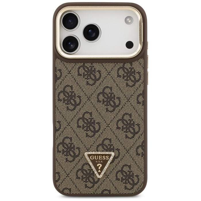 Guess 4G PU Triangle Logo &amp; Stand Camera Magsafe Case for iPhone 17 Pro Max - Brown