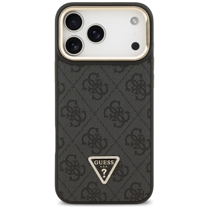 Guess 4G PU Triangle Logo &amp; Stand Camera Magsafe Case for iPhone 17 Pro Max - Black