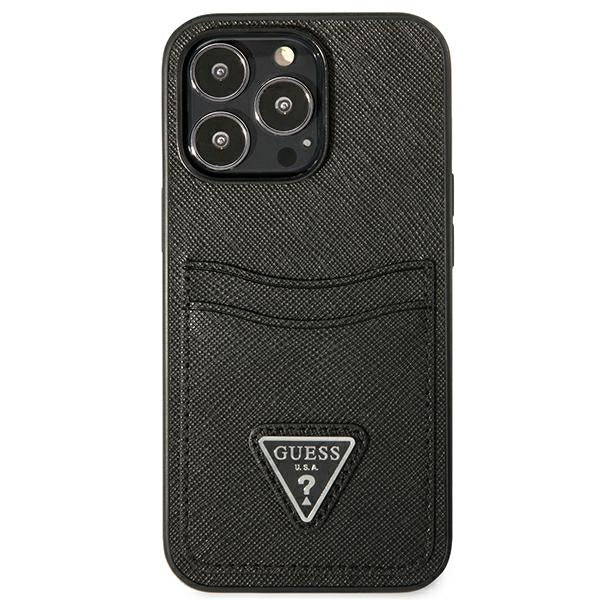 Guess Saffiano Triangle Logo Cardslot Case for iPhone 13 / 13 Pro - Black