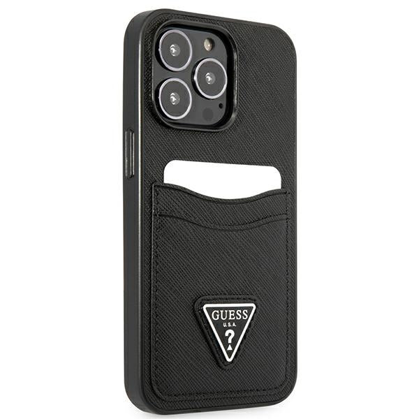 Guess Saffiano Triangle Logo Cardslot Case for iPhone 13 / 13 Pro - Black