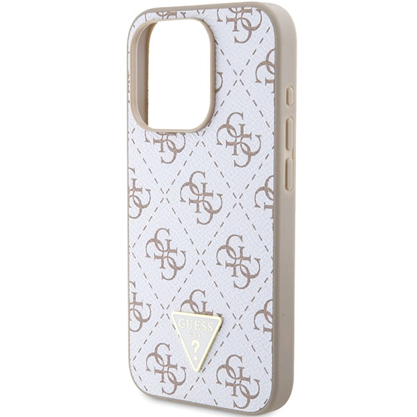 Guess 4G Triangle Metal Logo Case for iPhone 15 Pro - White