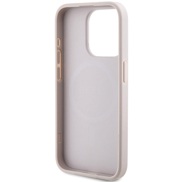 Guess 4G Collection Leather Metal Logo MagSafe Case for iPhone 15 Pro Max - Pink