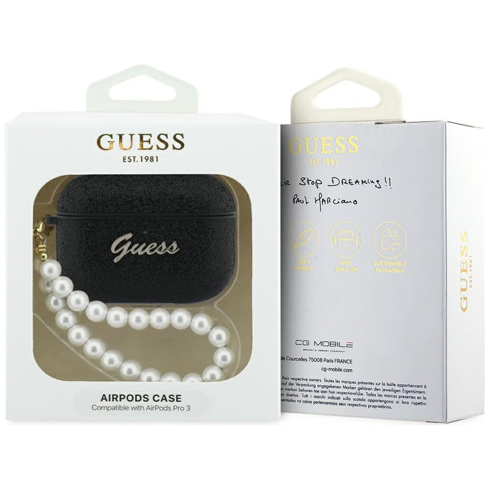 Guess Glitter Pearl Strap Case for AirPods Pro 3 - Black