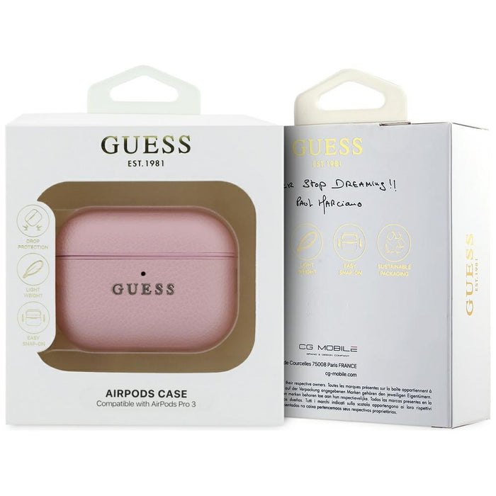 Guess Grained Classic Logo Case for AirPods Pro 3 - Pink