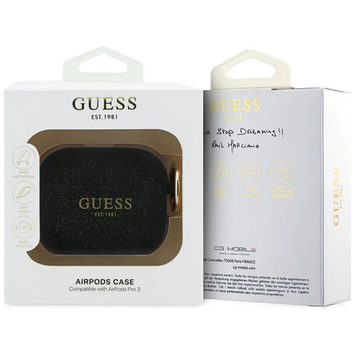 Guess Silicone Glitter Ring Case for AirPods Pro 3 - Black