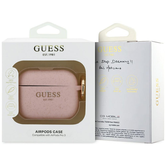 Guess Silicone Glitter Ring Case for AirPods Pro 3 - Pink