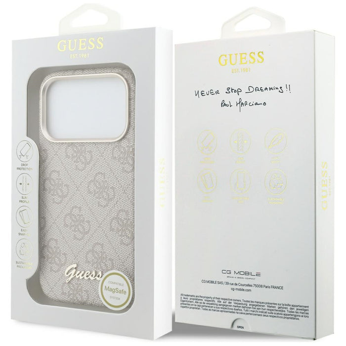 Guess 4G Script MagSafe Case for iPhone 17 Pro Max - Pink