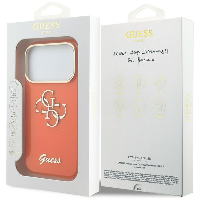 Guess IML 4G Script Metal Case for iPhone 17 Pro - Orange