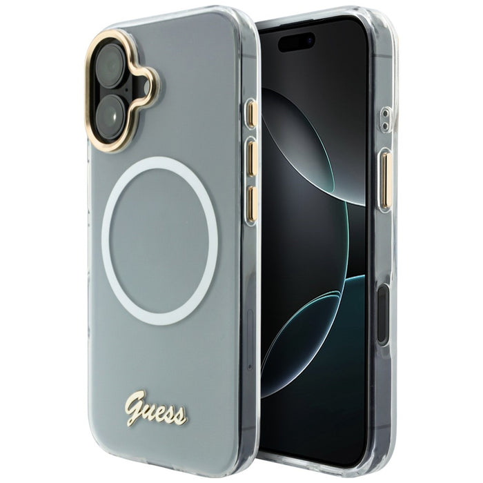 Guess IML Gradient Script Metal MagSafe Case for iPhone 17 - White