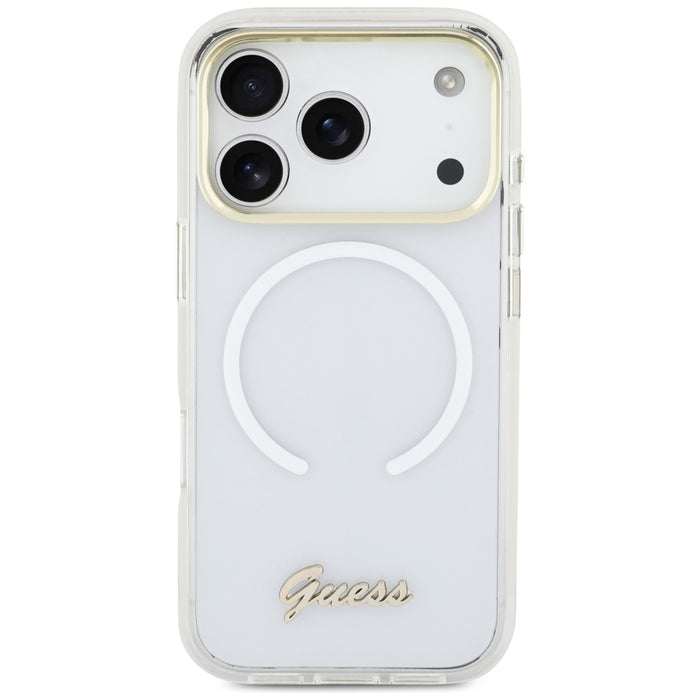Guess IML Gradient Script Metal MagSafe Case for iPhone 17 Pro - White