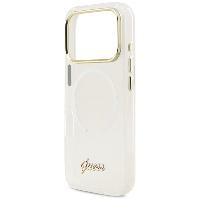 Guess IML Gradient Script Metal MagSafe Case for iPhone 17 Pro - White