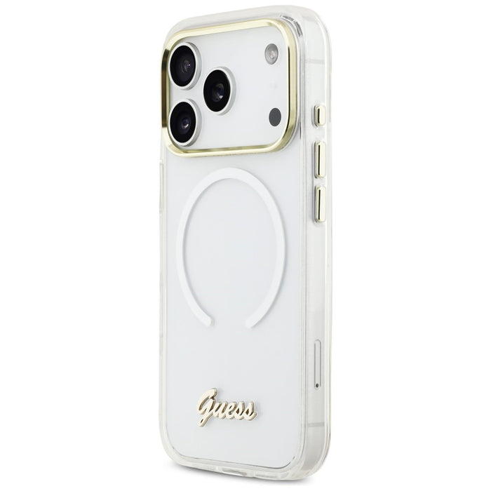 Guess IML Gradient Script Metal MagSafe Case for iPhone 17 Pro - White