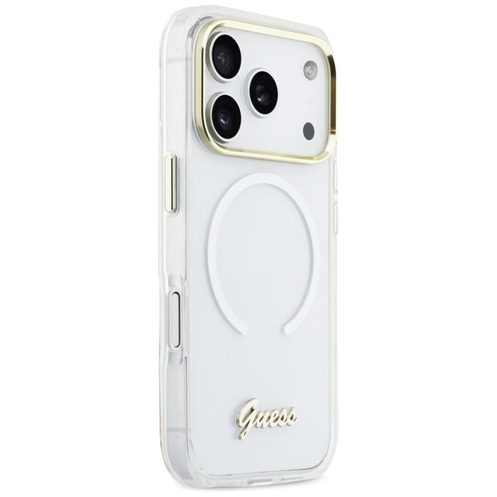 Guess IML Gradient Script Metal MagSafe Case for iPhone 17 Pro - White