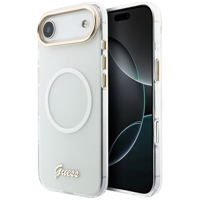 Guess IML Gradient Script Metal MagSafe Case for iPhone Air - White