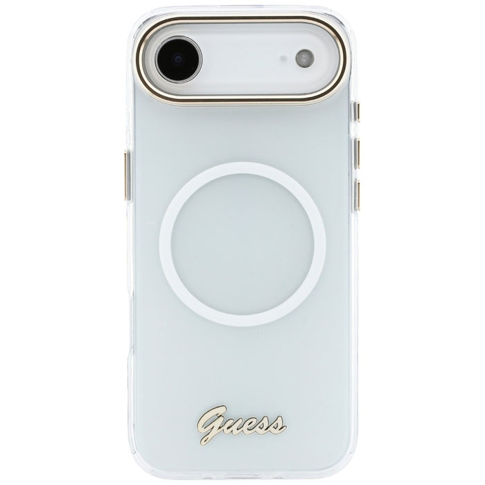 Guess IML Gradient Script Metal MagSafe Case for iPhone Air - White