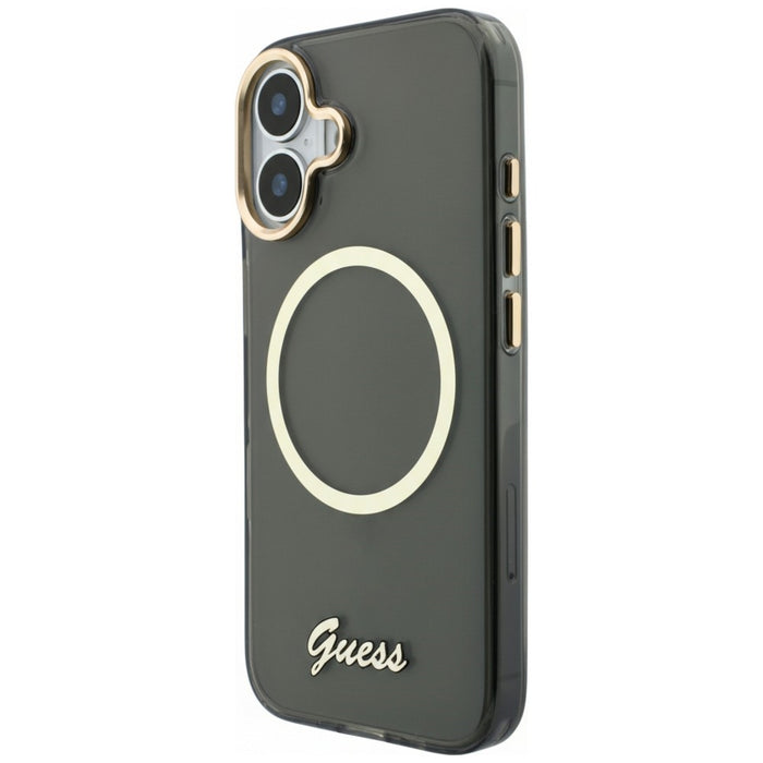 Guess IML Script Metal MagSafe Case for iPhone 17 - Black