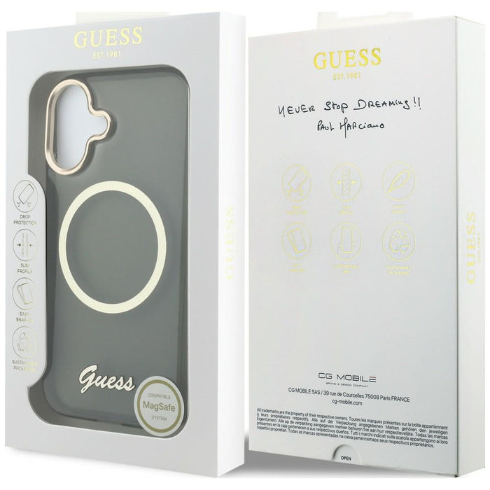 Guess IML Script Metal MagSafe Case for iPhone 17 - Black