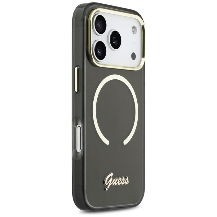 Guess IML Script Metal MagSafe Case for iPhone 17 Pro - Black