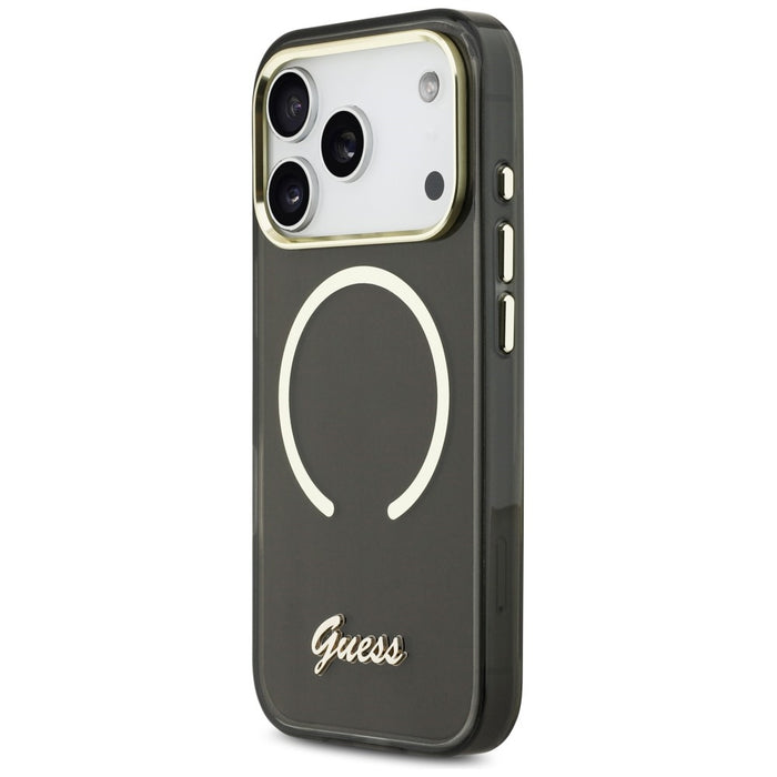 Guess IML Script Metal MagSafe Case for iPhone 17 Pro Max - Black