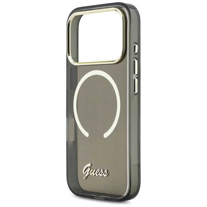 Guess IML Script Metal MagSafe Case for iPhone 17 Pro Max - Black