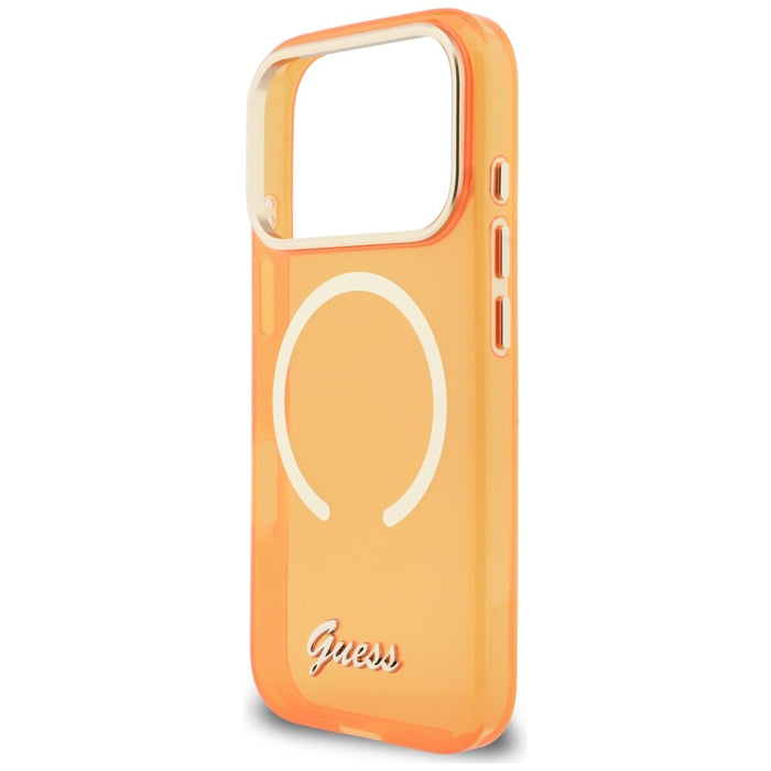 Guess IML Script Metal MagSafe Case for iPhone 17 Pro Max - Orange