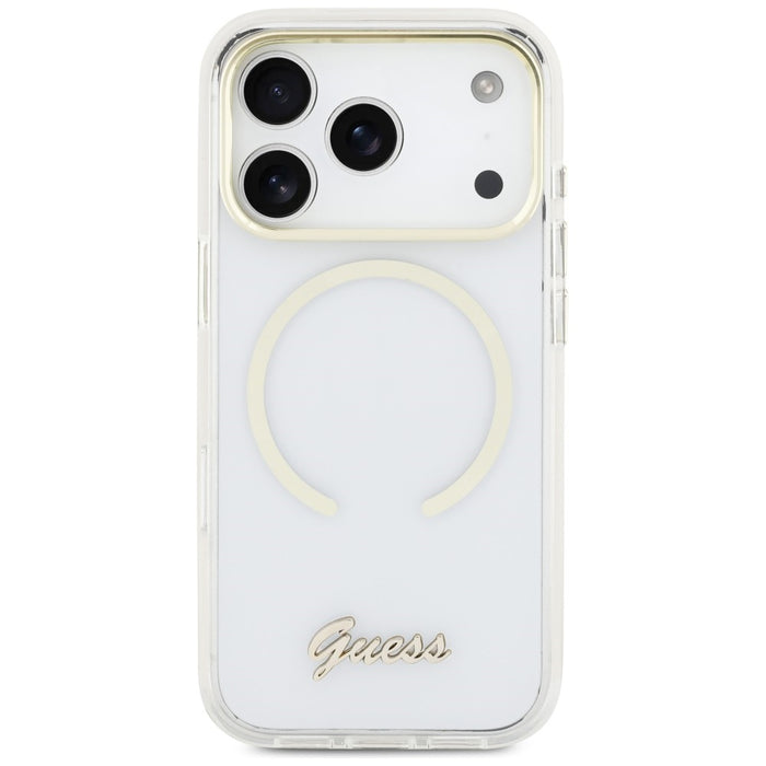 Guess IML Script Metal MagSafe Case for iPhone 17 Pro Max - Clear