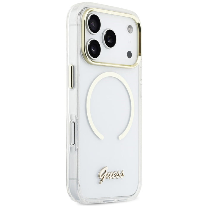 Guess IML Script Metal MagSafe Case for iPhone 17 Pro Max - Clear