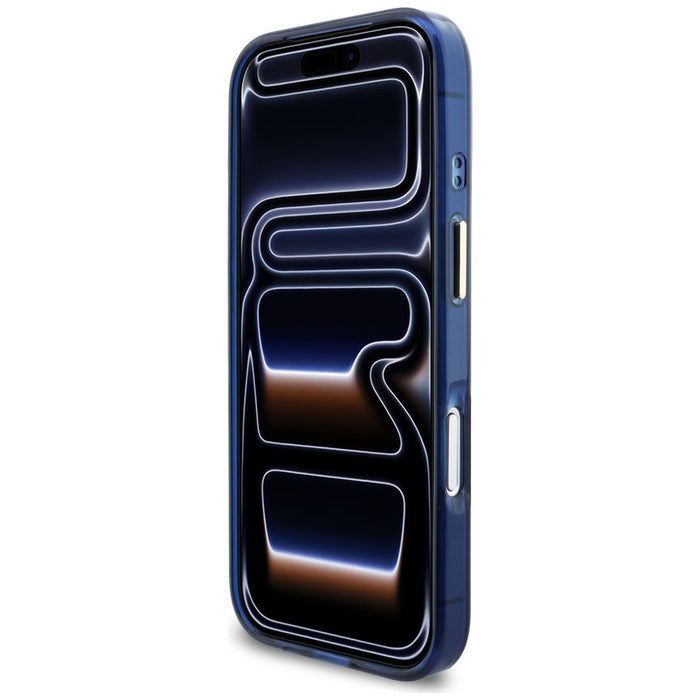 Guess IML Script Metal MagSafe Case for iPhone 17 Pro - Blue